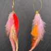 Gold Feather Dangle Hoop Earrings - Image 2
