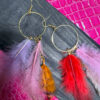 Gold Feather Dangle Hoop Earrings - Image 8