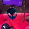 The Truth is Out There Alien Dangle Large Square Pendant Necklace - Image 4