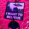 I Want to Believe Alien Dangle Large Square Pendant Necklace - Image 3