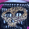Black Crochet Mesh Crop Sweater with Leopard Print Skull and Pink Foil Hearts - Image 7