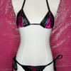 Black and Pink Vinyl Look Lace-Up Bikini Set - Image 4