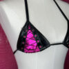 Black and Pink Vinyl Look Lace-Up Bikini Set - Image 5