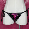 Black and Pink Vinyl Look Lace-Up Bikini Set - Image 7