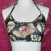 Black Skull Print Strappy Tie Back Halter Top - Image 4