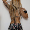 Black Skull Print Pleated Micro Mini Skirt - Image 4