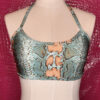 Blue Snakeskin Print Strappy Tie Back Halter Top - Image 7