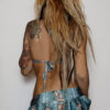 Blue Snakeskin Pleated Micro Mini Skirt - Image 3