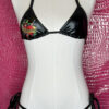Heartbreaker Embroidery Black Vinyl-Look Brazilian Cut Bikini Set - Image 5