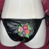 Heartbreaker Embroidery Black Vinyl-Look Brazilian Cut Bikini Set - Image 9