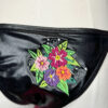 Heartbreaker Embroidery Black Vinyl-Look Brazilian Cut Bikini Set - Image 10