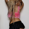 Pink Fuzzy Crochet Halter Top - Image 3
