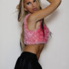 Pink Fuzzy Crochet Halter Top - Image 4