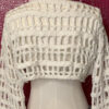 White Crochet Mesh Crop Sweater with Black Vinyl-Look Skull and Pink Foil Hearts - Image 7